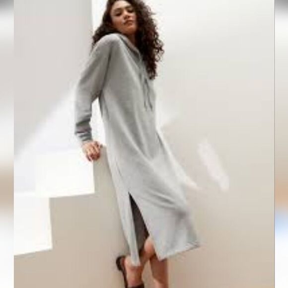 Banana Republic Sweatshirt Hoodie Gray Maxi Dress Sz M - Picture 1 of 14